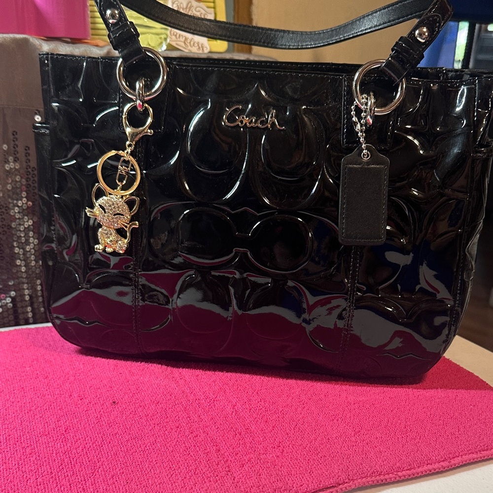 Coach Black Patent Leather Shoulder Bag